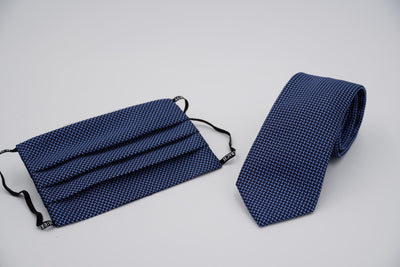 Bild von Krawatten-Masken-Set 'Scheel' aus jeweils 100% Seide & 100% Baumwolle