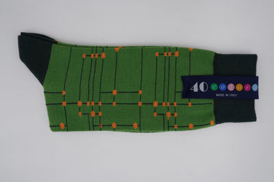 Bild von Socken 'Connected lines on Green' von '40 Colori' aus 80% Baumwolle, 12% Nylon, 8% Elastan