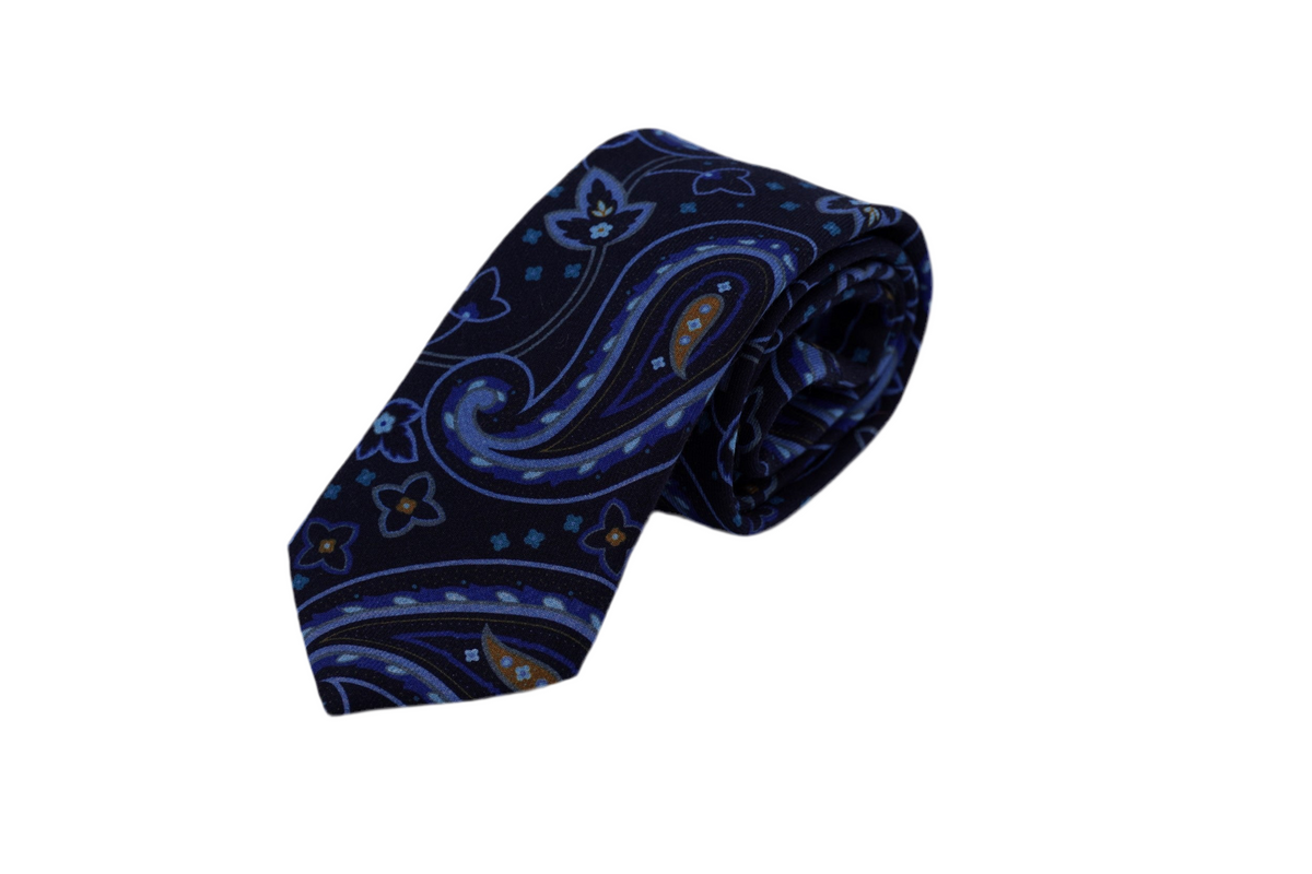Krawatte Underwater aus Seide und Wolle in Blau
