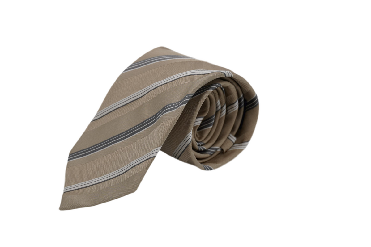 Krawatte Trautmund aus Seide in Beige, gestreift