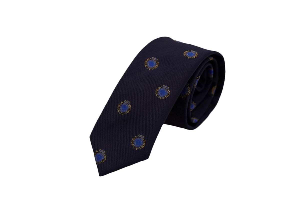 Krawatte Clarence House aus Seide in Blau mit Motiv