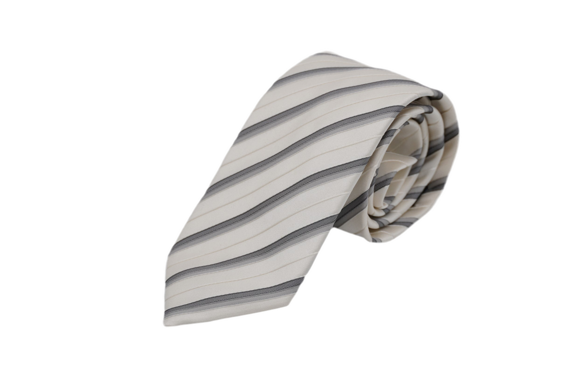 Krawatte Inglor aus Seide in Beige, gestreift