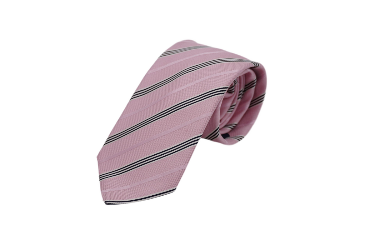 Krawatte Ansgard aus Seide in Pink, gestreift