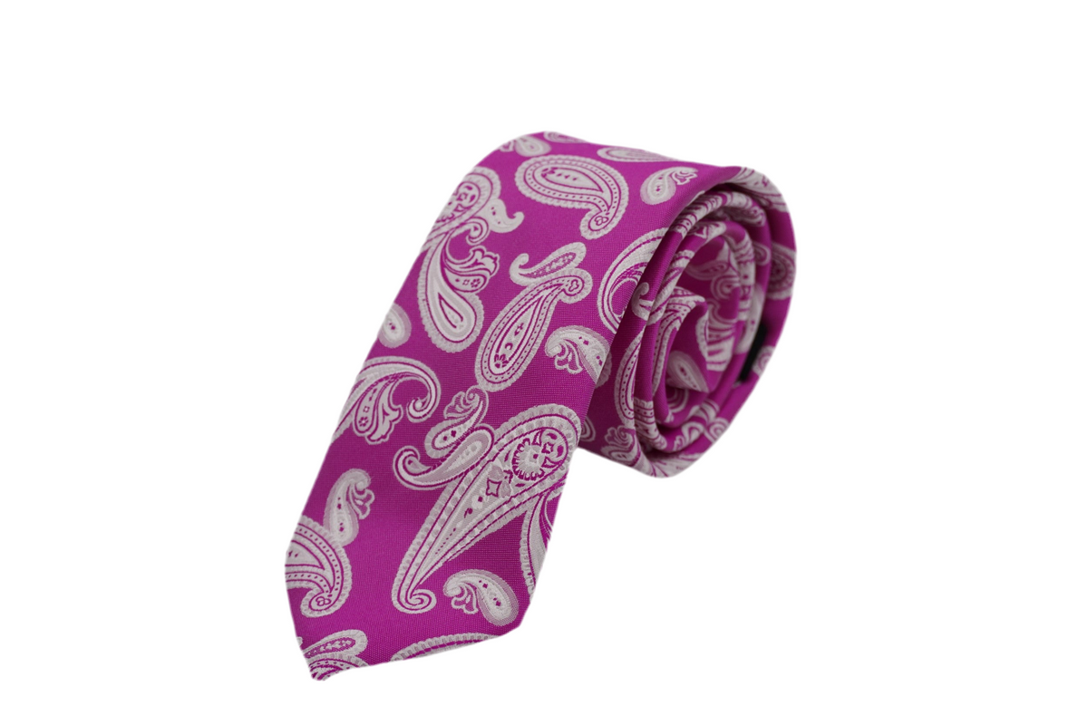 Krawatte Brian aus Seide in Pink mit Paisley