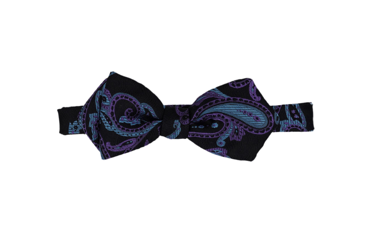 Fliege Broughton aus Seide in Schwarz mit Paisley