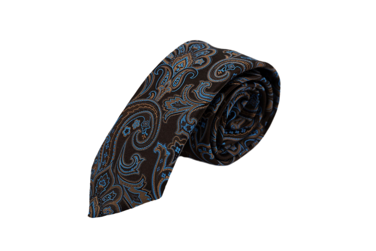 Krawatte Ludwig aus Seide in Braun mit Paisley