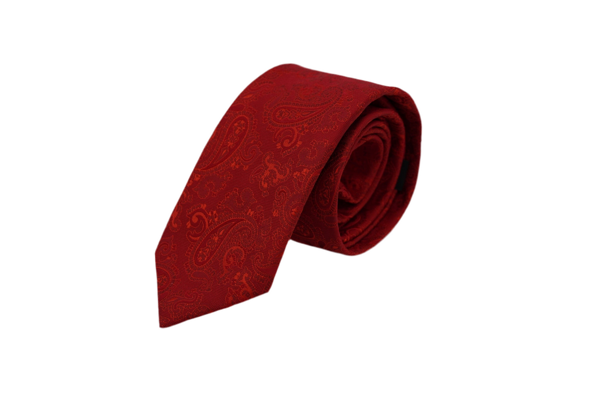 Krawatte Dracula aus Seide in Rot mit Paisley