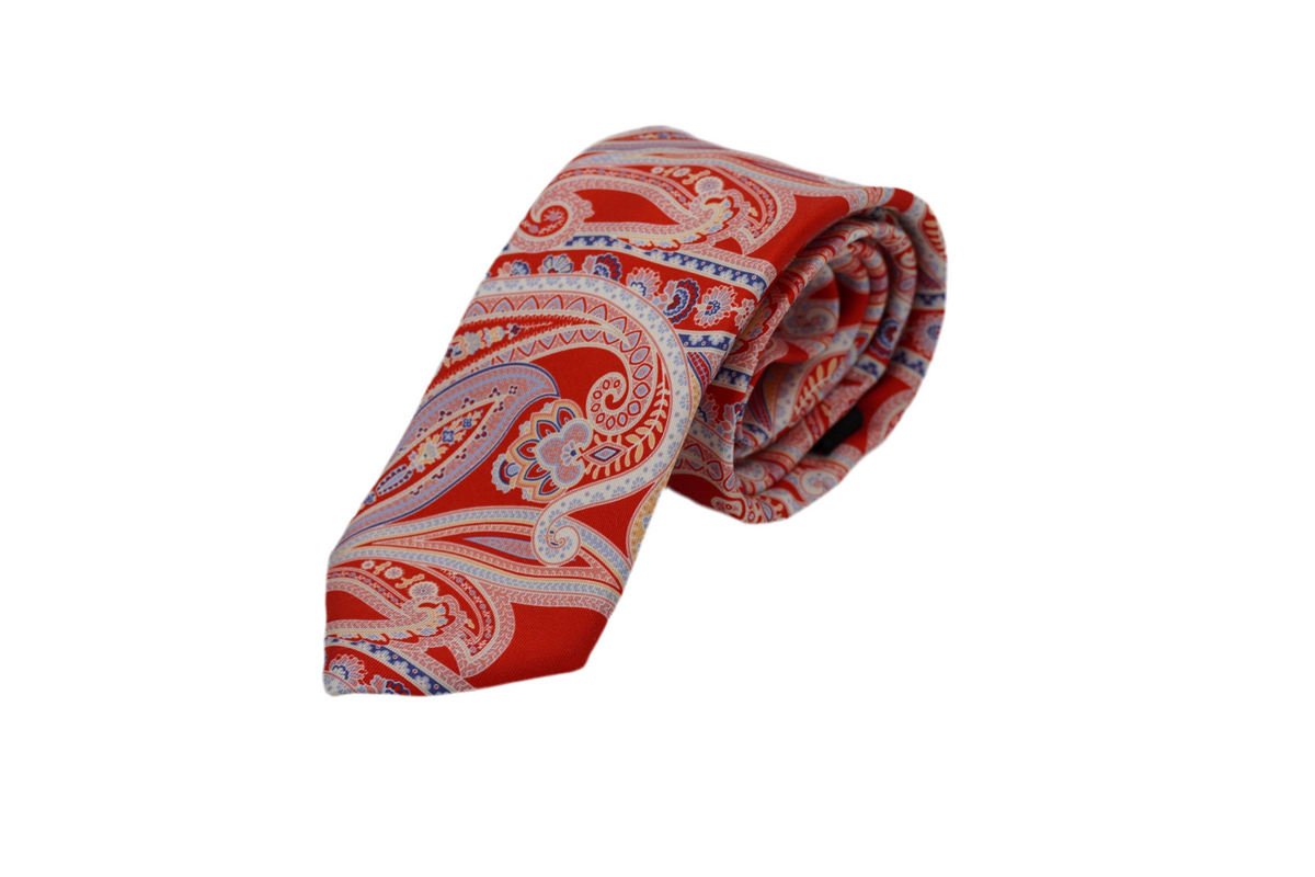Krawatte Keta aus Seide in Rot mit Paisley