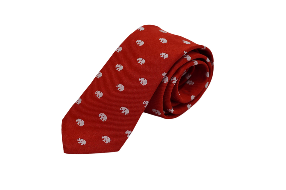 Krawatte Mampe Red aus Seide in Rot mit Tiermotiv