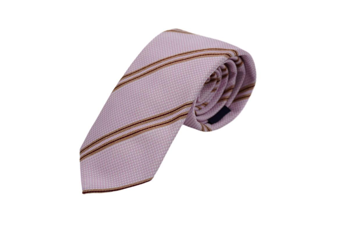 Krawatte Caius aus Seide in Pink, gestreift