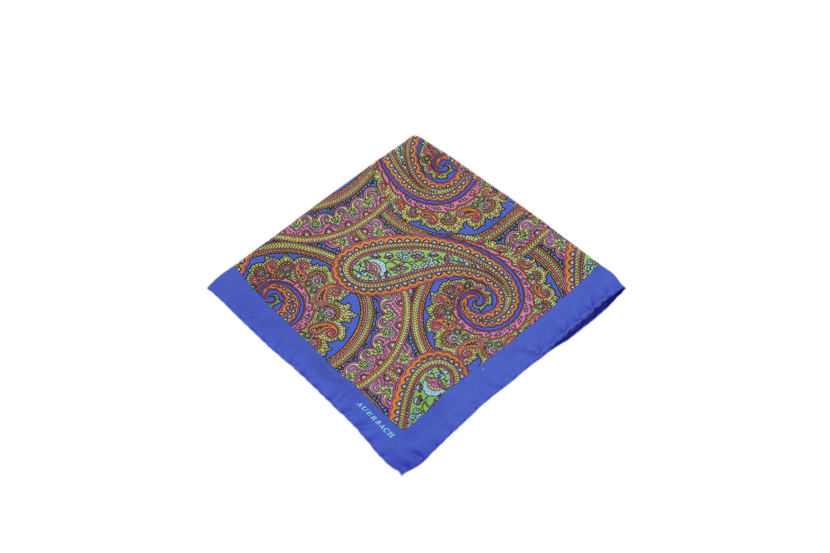 Einstecktuch Adeodatus aus Seide in Blau mit Paisley