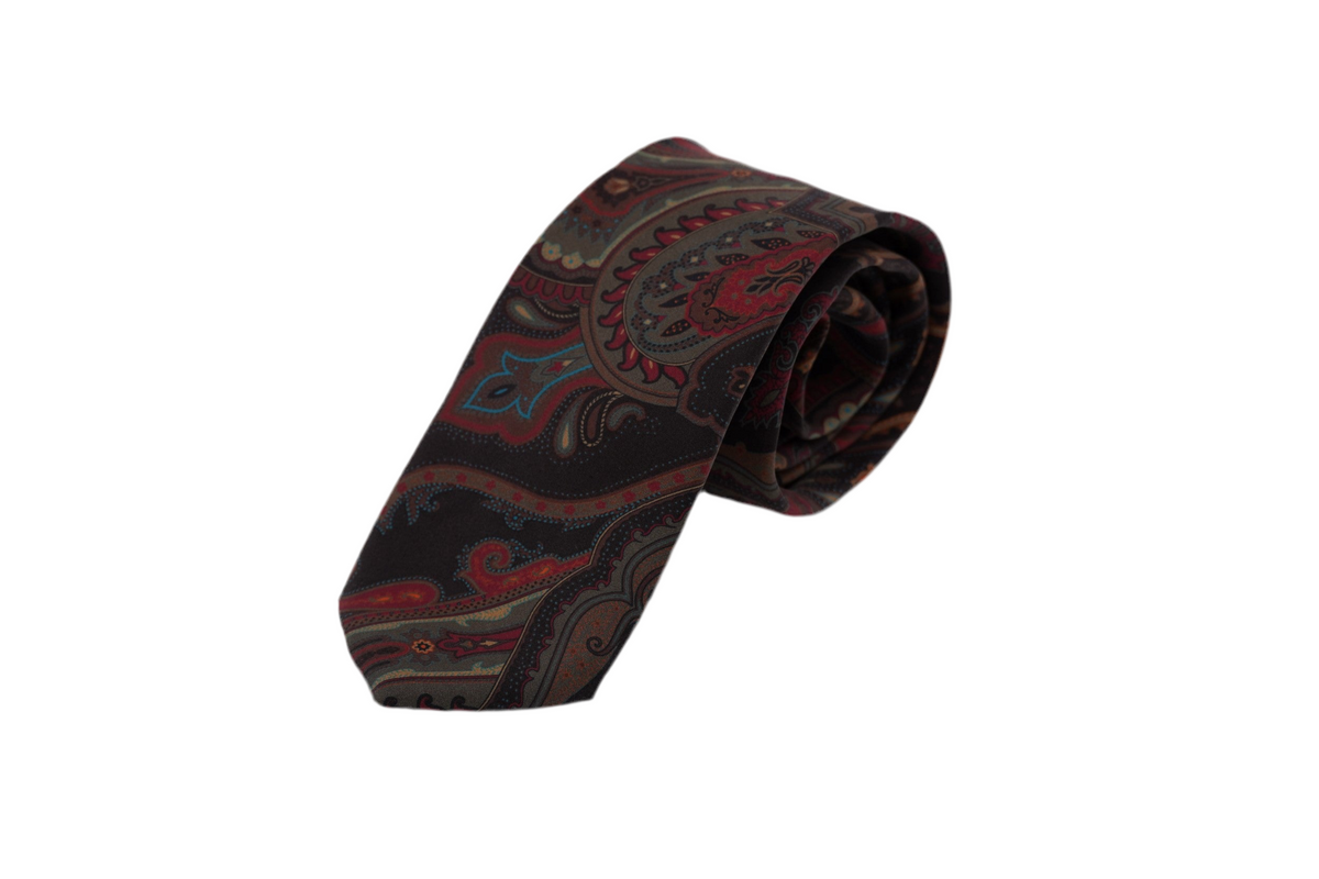 Krawatte Answald aus Seide in Braun mit Paisley