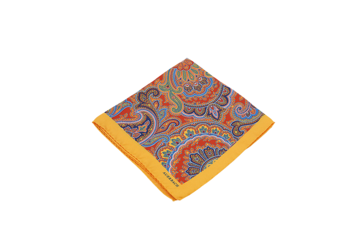 Einstecktuch Arvid aus Seide in Gelb mit Paisley