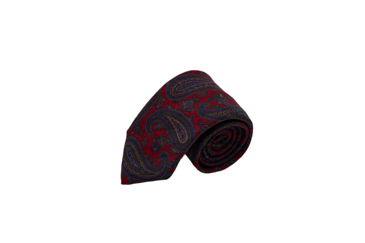 Krawatte Bernard aus Seide in Rot mit Paisley