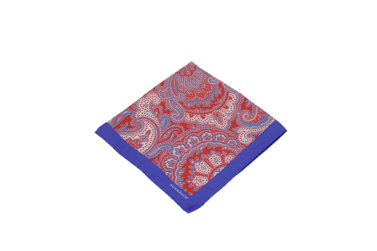 Einstecktuch Cezar aus Seide in Rot mit Paisley
