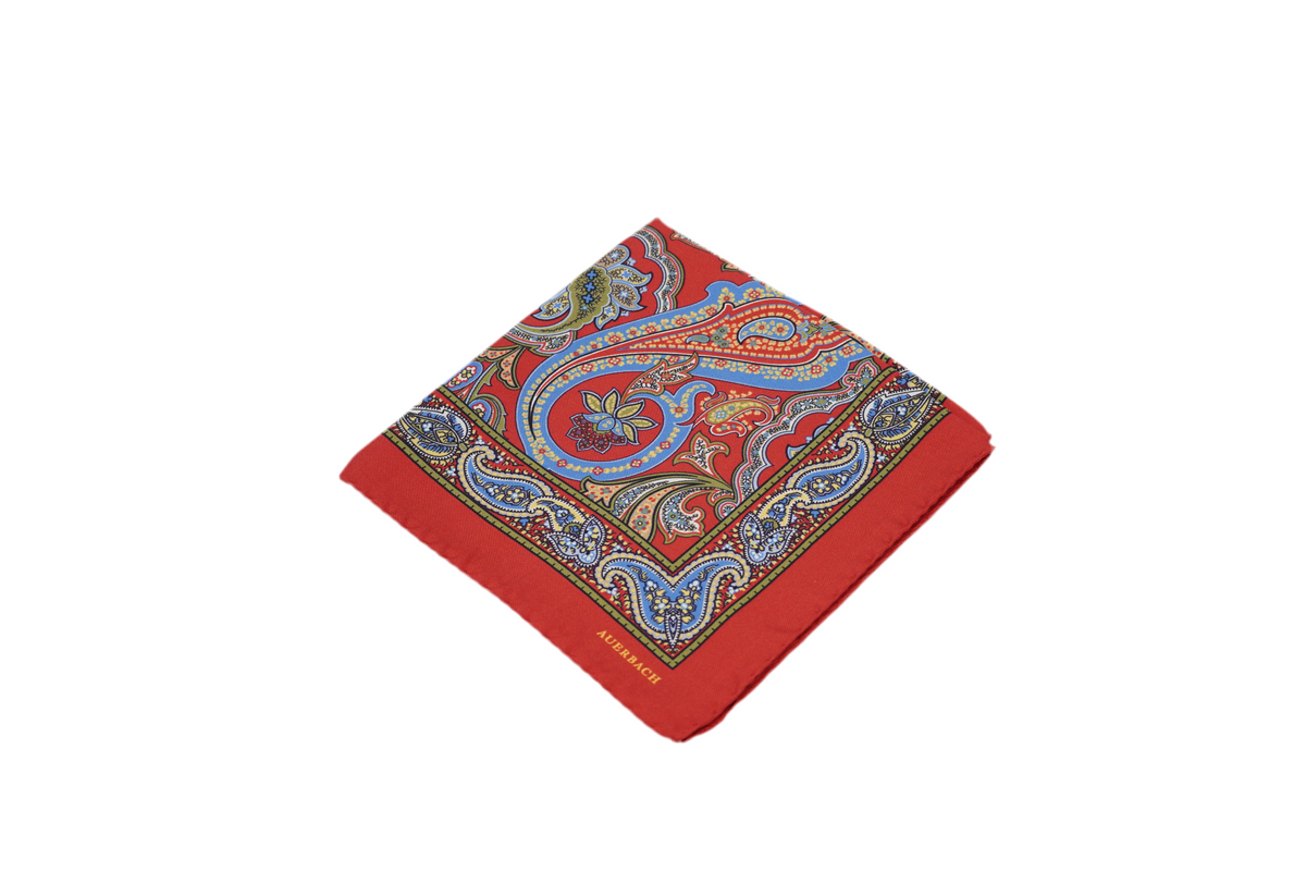 Einstecktuch Basilius aus Seide in Rot mit Paisley