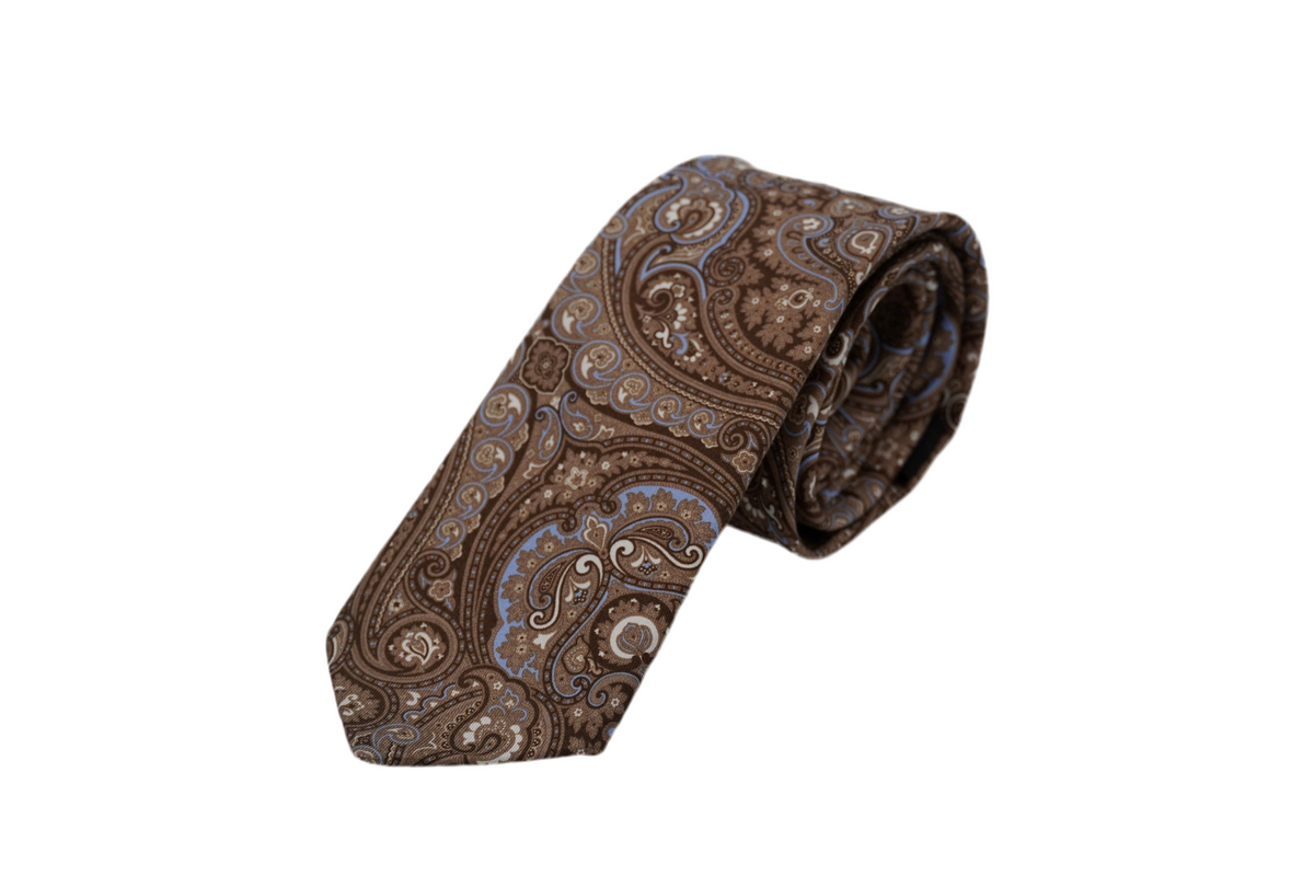 Krawatte Armand aus Seide in Braun mit Paisley
