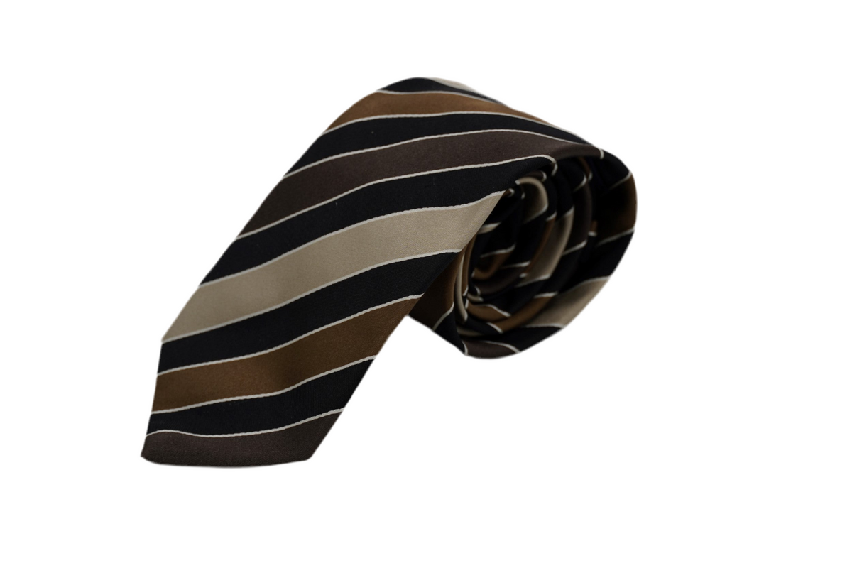 Krawatte Salgard aus Seide in Beige, gestreift