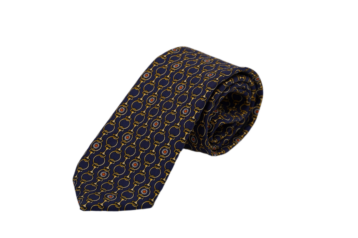 Krawatte Chain Flower aus Seide in Gold mit Motiv