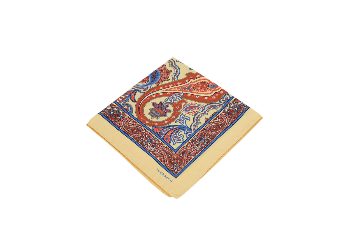 Einstecktuch Bastien aus Seide in Gelb mit Paisley