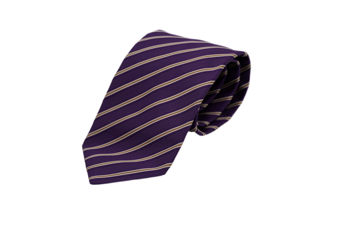 Krawatte Norman aus Seide in Violett, gestreift