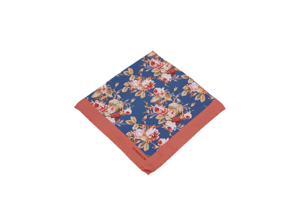Einstecktuch Benito aus Seide in Blau mit Blumen