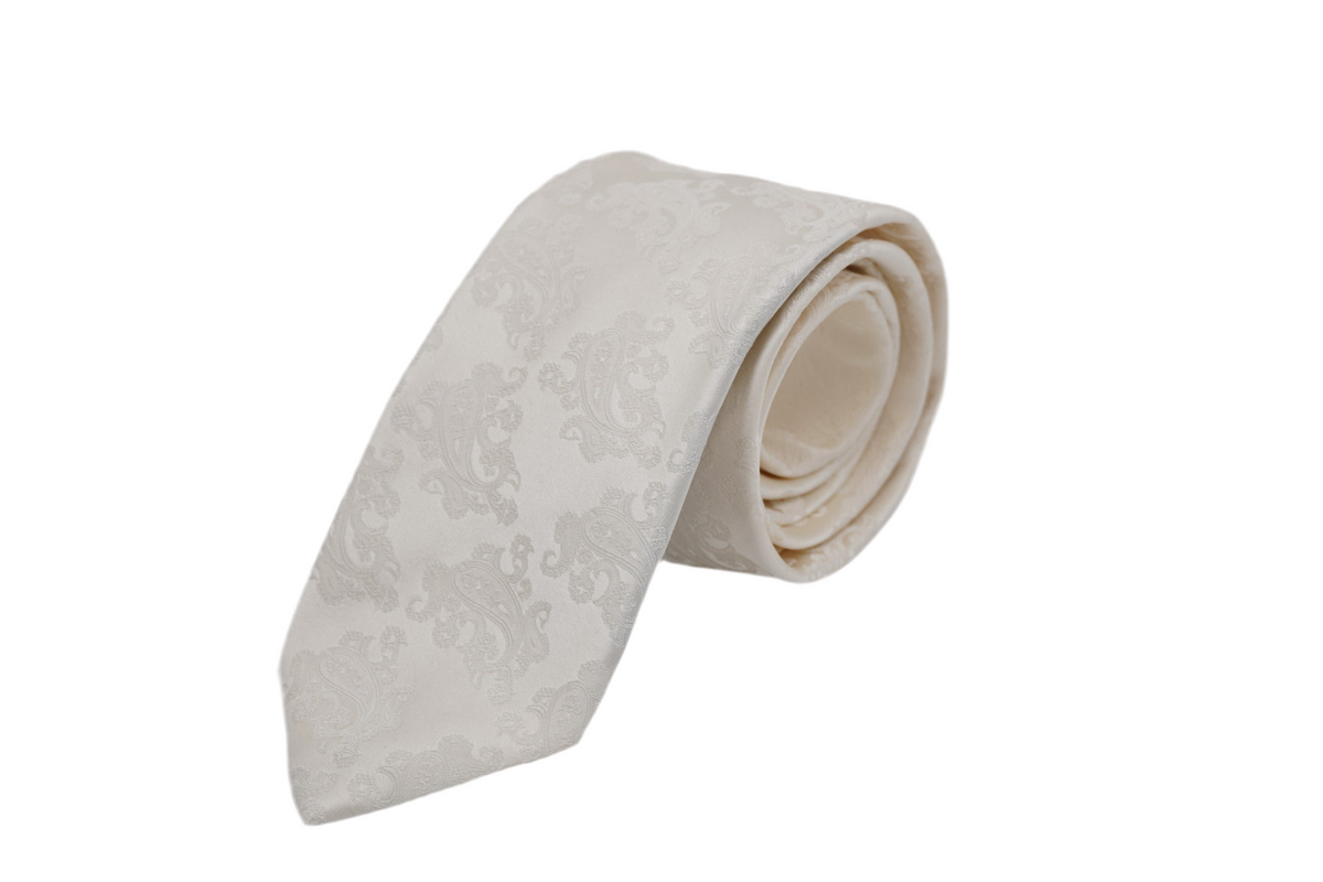 Krawatte Gwaihir aus Seide in Beige mit Paisley