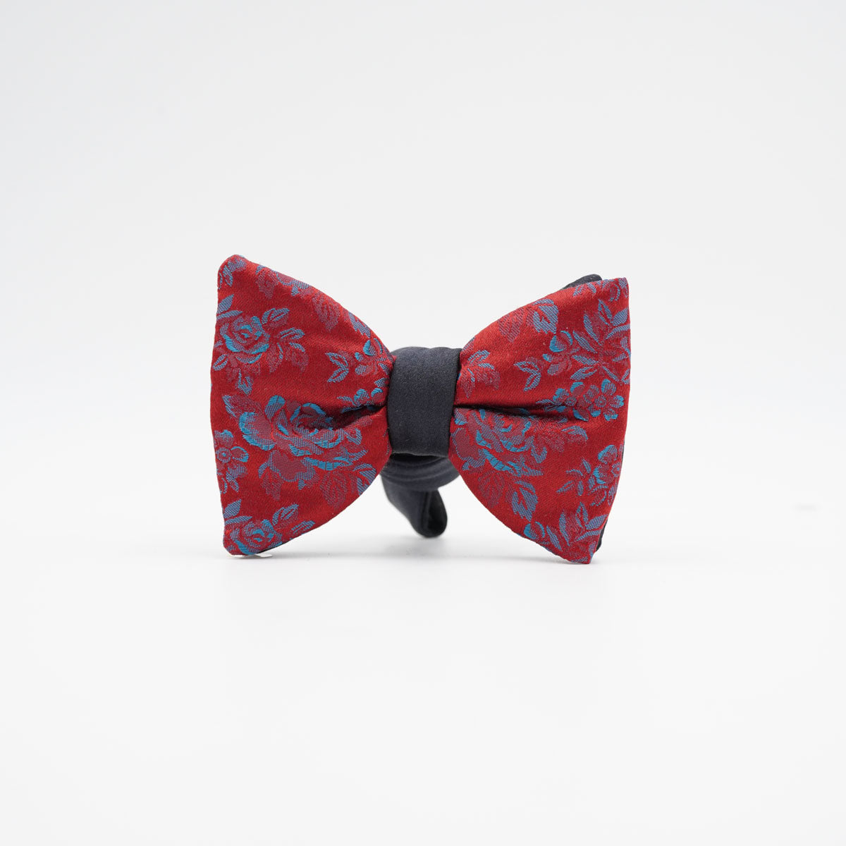 Fliege Fleur d’Ombre aus Seide in Rot mit Blumen