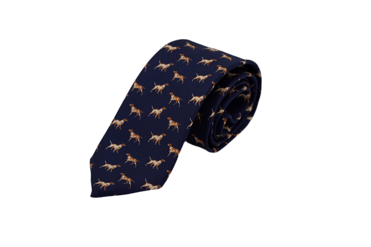 Krawatte Don aus Seide in Blau mit Tiermotiv