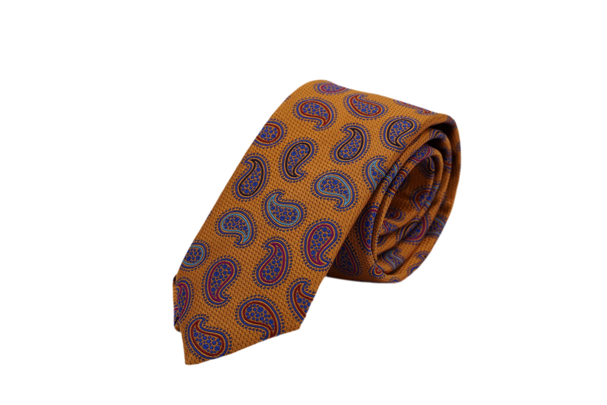 Krawatte Brentano aus Seide in Orange mit Paisley