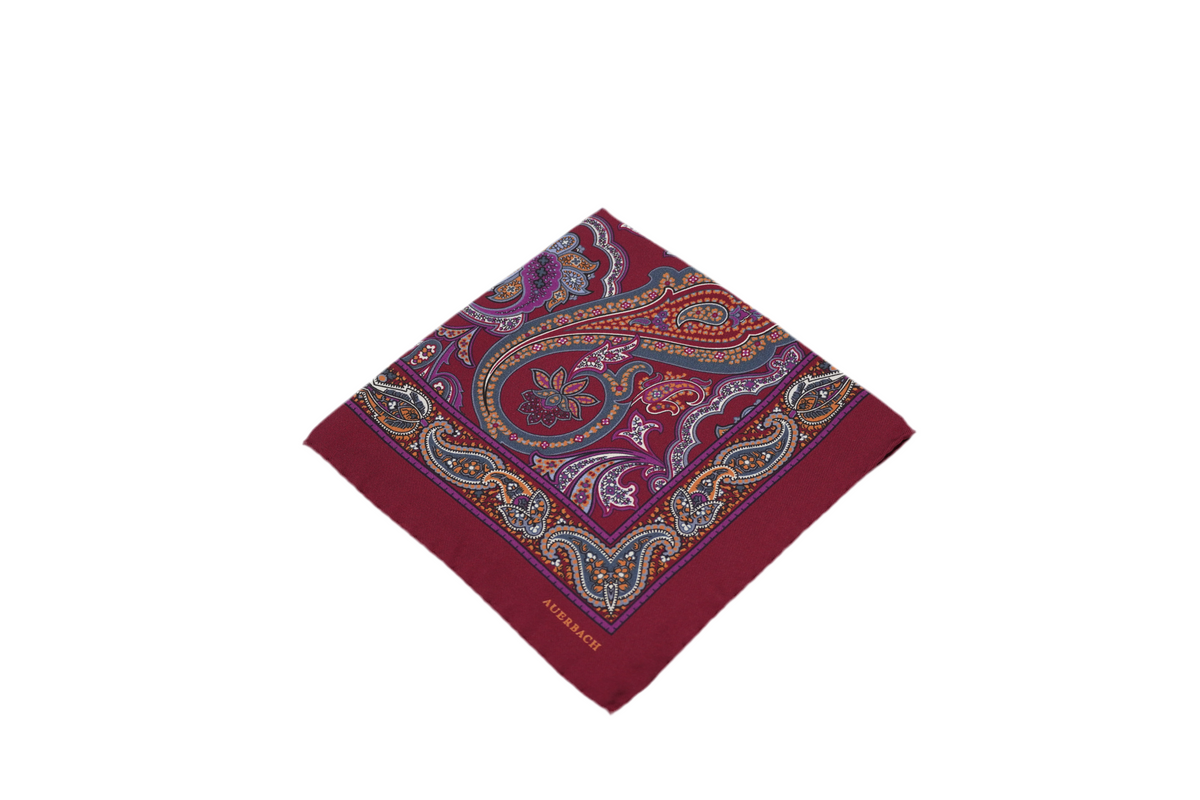 Einstecktuch Paave aus Seide in Bordeaux mit Paisley
