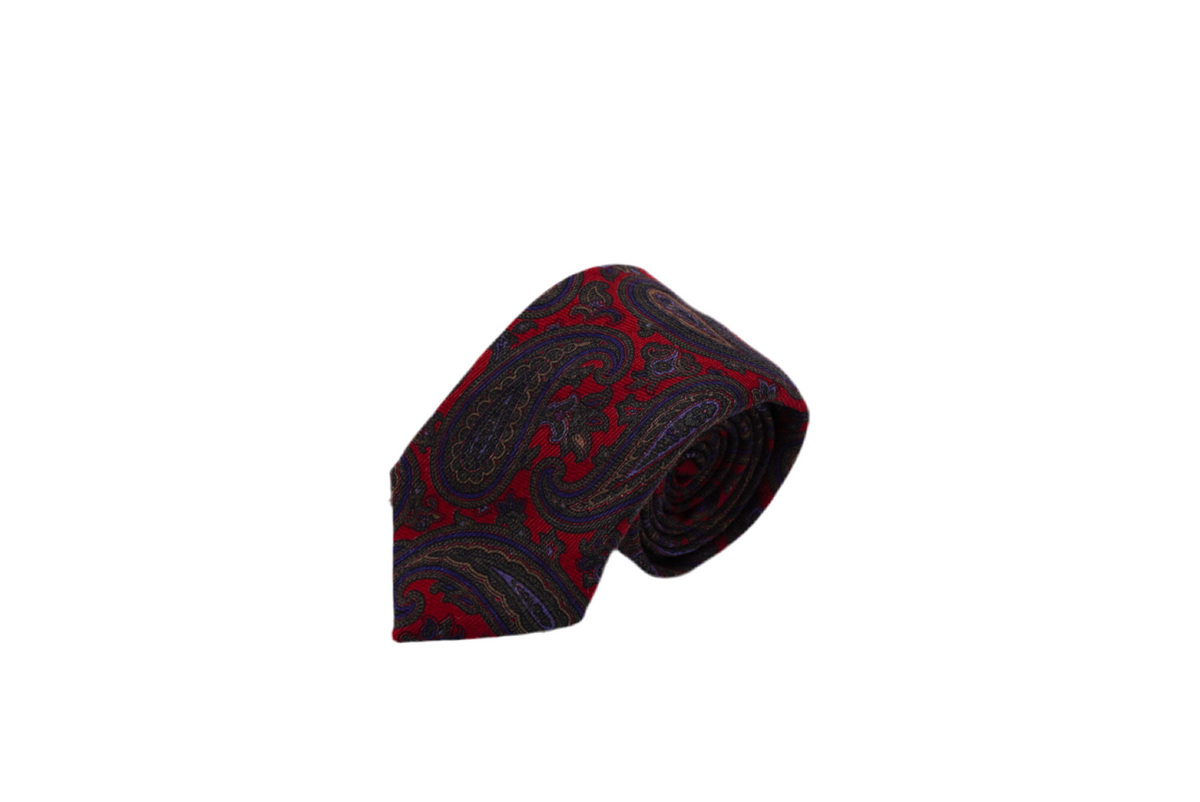Krawatte Mathieu aus Seide in Rot mit Paisley