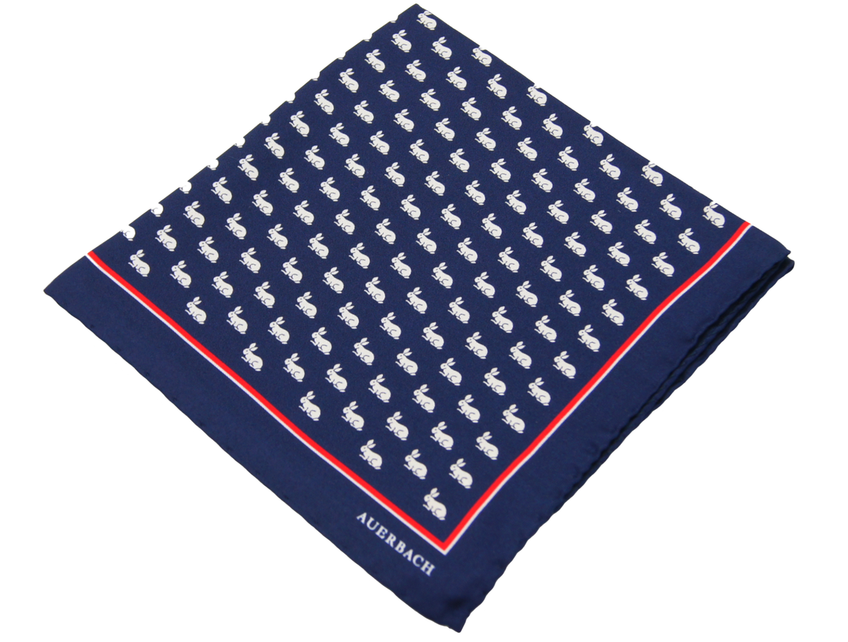 Einstecktuch Lios aus Seide in Blau mit Tiermotiv