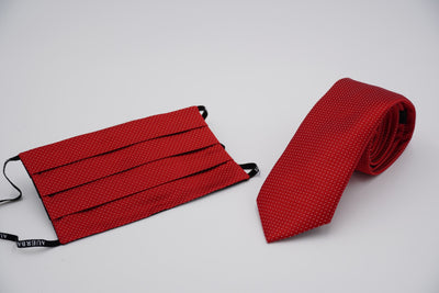 Bild von Krawatten-Masken-Set 'Pompidou' aus jeweils 100% Seide & 100% Baumwolle
