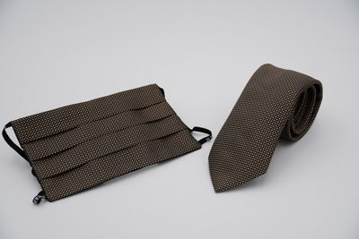 Bild von Krawatten-Masken-Set 'Hassel' aus jeweils 100% Seide & 100% Baumwolle