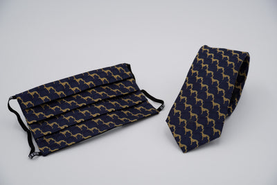 Bild von Krawatten-Masken-Set 'Navy Strength Gin' aus jeweils 100% Seide & 100% Baumwolle
