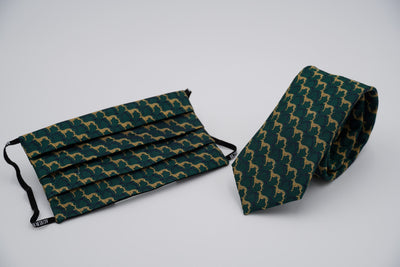 Bild von Krawatten-Masken-Set 'Kraut und Knolle' aus jeweils 100% Seide & 100% Baumwolle