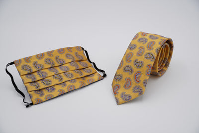 Bild von Krawatten-Masken-Set 'Hebel' aus jeweils 100% Seide & 100% Baumwolle
