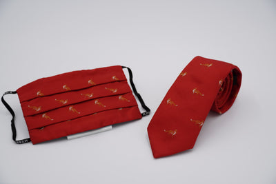 Bild von Krawatten-Masken-Set 'Roter Reineke' aus jeweils 100% Seide & 100% Baumwolle