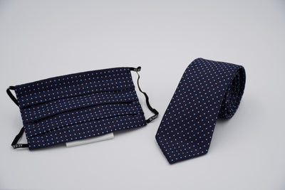 Bild von Krawatten-Masken-Set 'Punkterlwasser' aus jeweils 100% Seide & 100% Baumwolle
