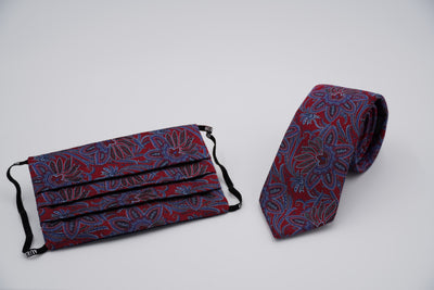 Bild von Krawatten-Masken-Set 'Red Audrey' aus jeweils 100% Seide & 100% Baumwolle