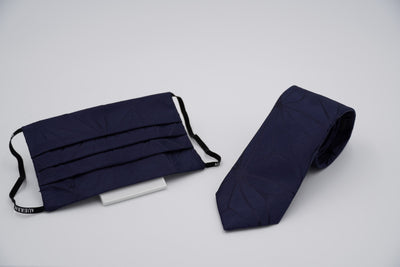 Bild von Krawatten-Masken-Set 'Dark Blue Spider Web' aus jeweils 100% Seide & 100% Baumwolle
