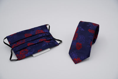 Bild von Krawatten-Masken-Set 'Dark Blue Anakin' aus jeweils 100% Seide & 100% Baumwolle