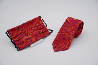 Bild von Krawatten-Masken-Set 'Red Fitzcarraldo' aus jeweils 100% Seide & 100% Baumwolle