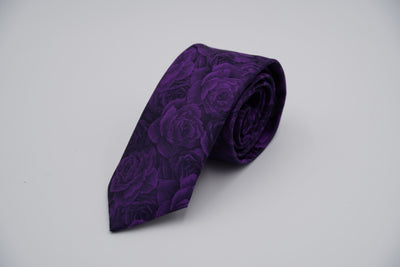 Bild von Krawatte 'Purple Rose Bouquet' aus 100% feinster gewebter Seide