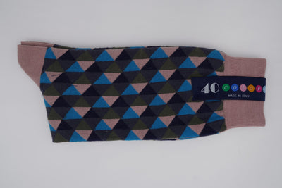 Bild von Socken 'Pink and Blue Triangular ' von '40 Colori' aus 80% Baumwolle, 12% Nylon, 8% Elastan