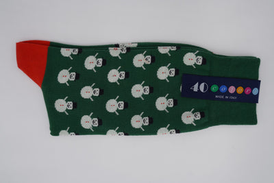 Bild von Socken 'Snowmen on Green' von '40 Colori' aus 80% Baumwolle, 12% Nylon, 8% Elastan