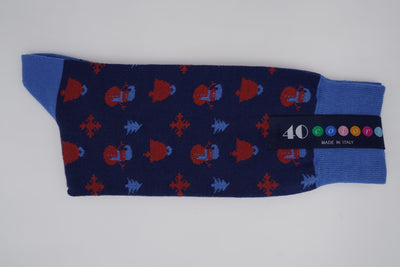 Bild von Socken 'Snowmen on Dark Blue' von '40 Colori' aus 80% Baumwolle, 12% Nylon, 8% Elastan