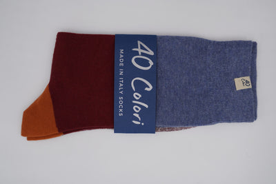 Bild von Socken 'Blue, Red and Orange Stripes' von '40 Colori' aus 80% Baumwolle, 12% Nylon, 8% Elastan