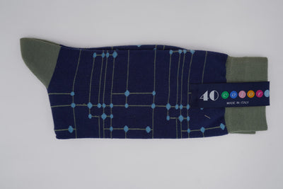 Bild von Socken 'Connected lines on Blue' von '40 Colori' aus 80% Baumwolle, 12% Nylon, 8% Elastan